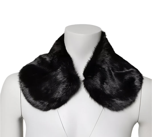 Dolce & Gabbana Black Fur Shawl Neck Wrap Cover Collar Scarf