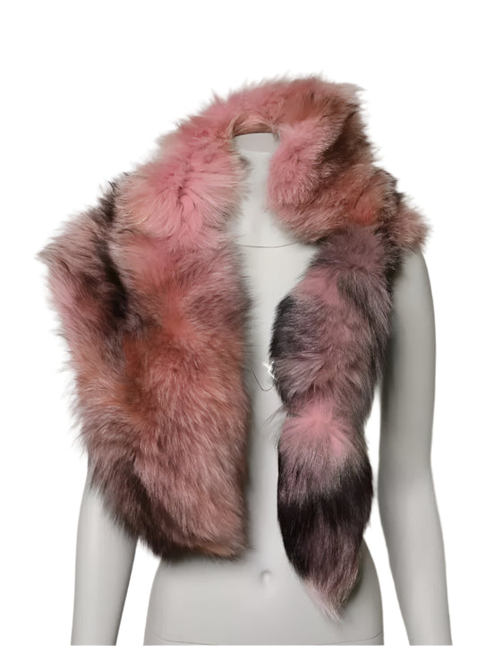 Dolce & Gabbana Pink Frost Fox Fur Neck Warmer Winter Scarf