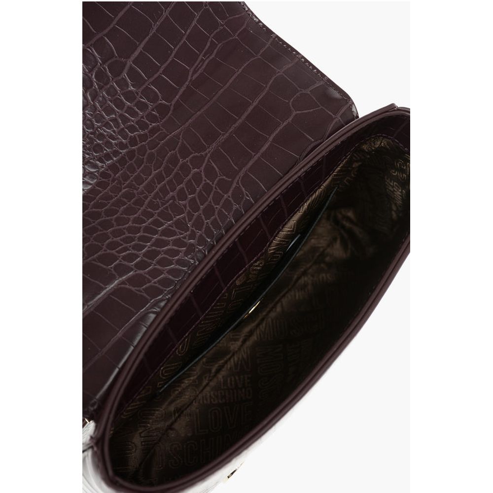 Moschino LOVE Crocodile Printed Faux Leather Crossbody Bag