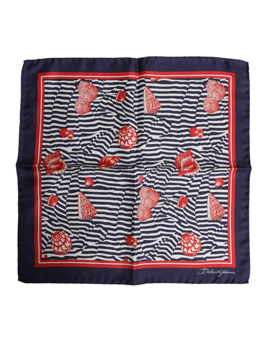 Dolce & Gabbana Multicolor Seashells Square Men Foulard Scarf