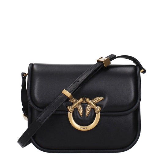 PINKO Black Leather Crossbody Bag