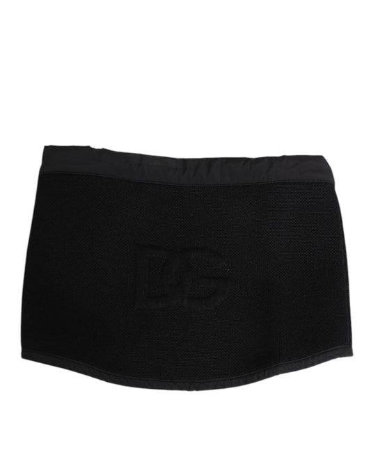 Dolce & Gabbana Black Lace Stole Knitted DG Logo Men One Size  Scarf