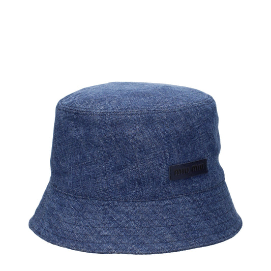 Miu Miu Blue Cotton Bucket Hats